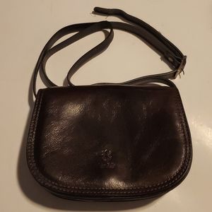Vera Pelle Made In Italy Leather Dark Brown shoulder bag. Vintage